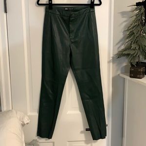 | SOLD | Zara forest green faux Leather Pants